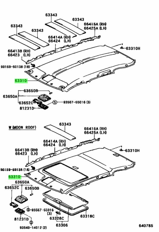 Buy Genuine Toyota 6331042090A0 (63310-42090-A0) Headlining Assy, Roof ...