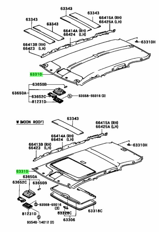 Buy Genuine Toyota 6331042090A0 (63310-42090-A0) Headlining Assy, Roof ...