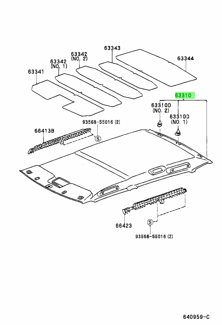 Buy Genuine Toyota 6331043130B0 (63310-43130-B0) Headlining Assy, Roof ...