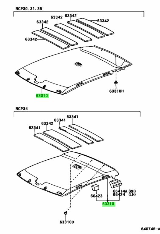 Buy Genuine Toyota 6331052290B0 (63310-52290-B0) Headlining Assy, Roof ...