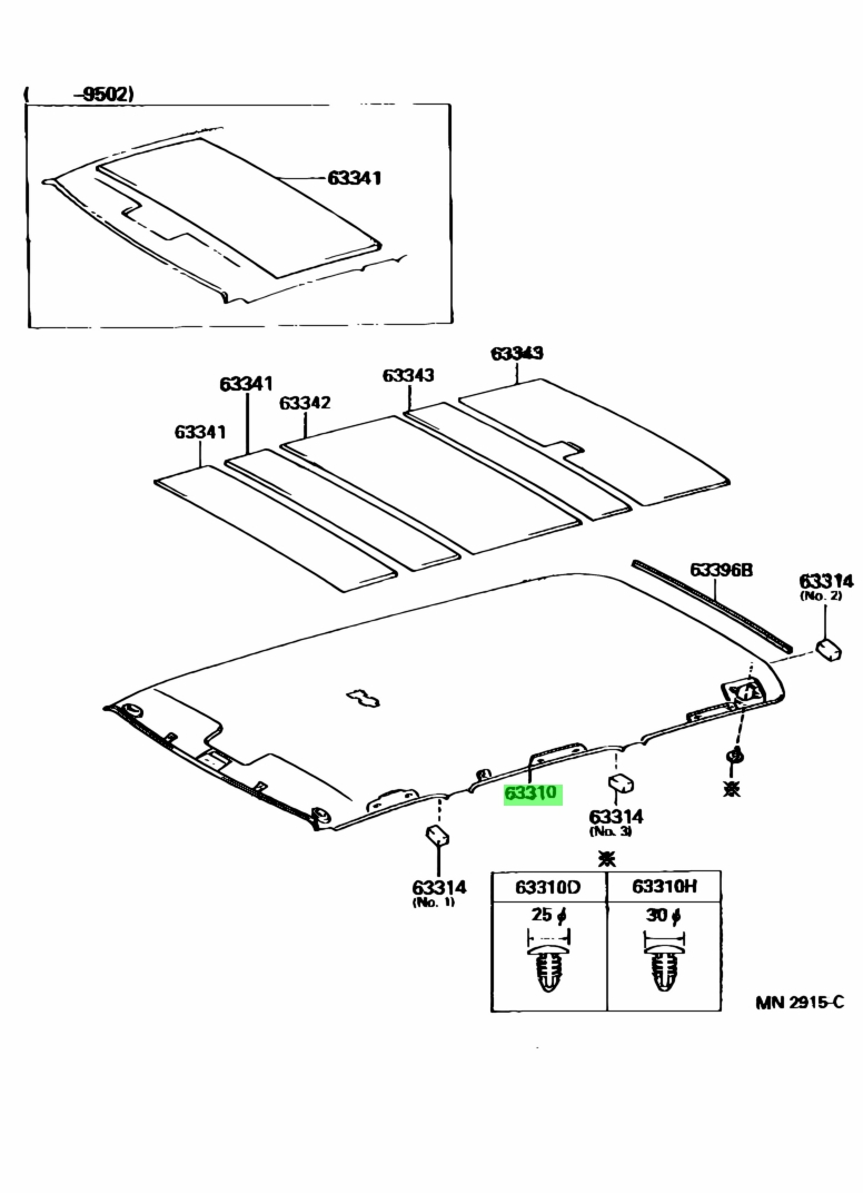 Buy Genuine Toyota 6331160200B0 (63311-60200-B0) Headlining Assy, Roof ...