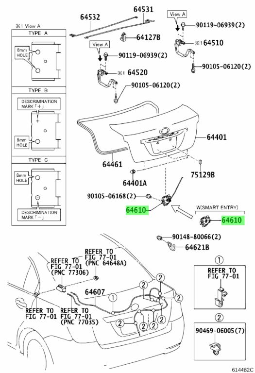 Buy Genuine Toyota 6461012452 (64610-12452) Lock Assy, Luggage ...