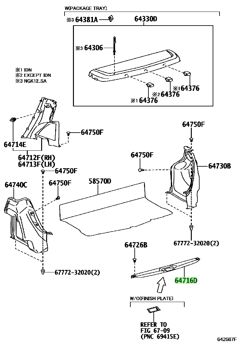 Buy Genuine Toyota 647160D070C0 (64716-0D070-C0) Cover, Deck Trim, Rear ...