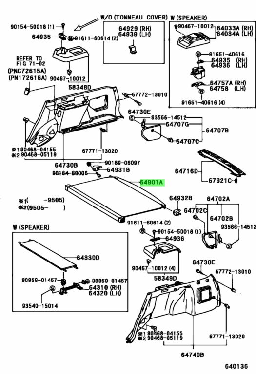 Купить Toyota 6490113040B1 (64901-13040-B1) Retractor Sub-Assy, Tonneau ...