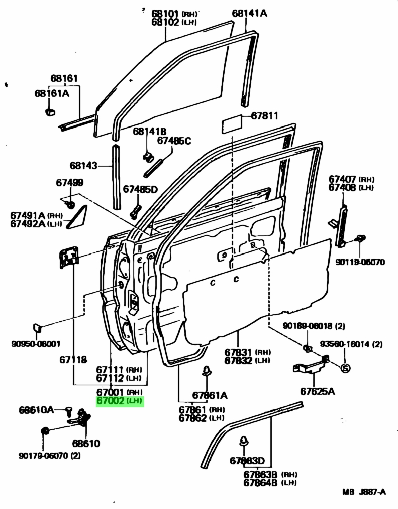 Buy Genuine Toyota 6700295735 (67002-95735) Panel Sub-Assy, Front Door ...