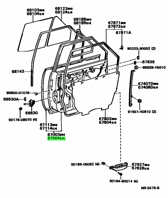 Buy Genuine Toyota 6700420410 (67004-20410) Panel Sub-Assy, Rear Door ...