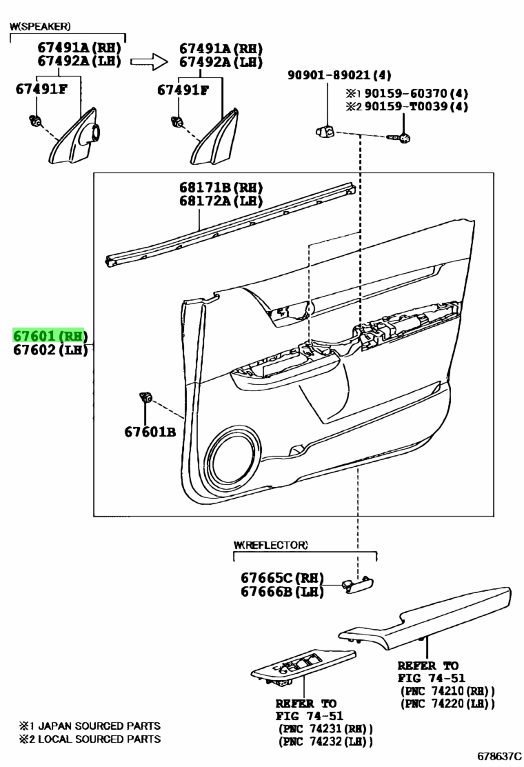 Buy Genuine Toyota 676100KA60C0 (67610-0KA60-C0) Board Sub-Assy