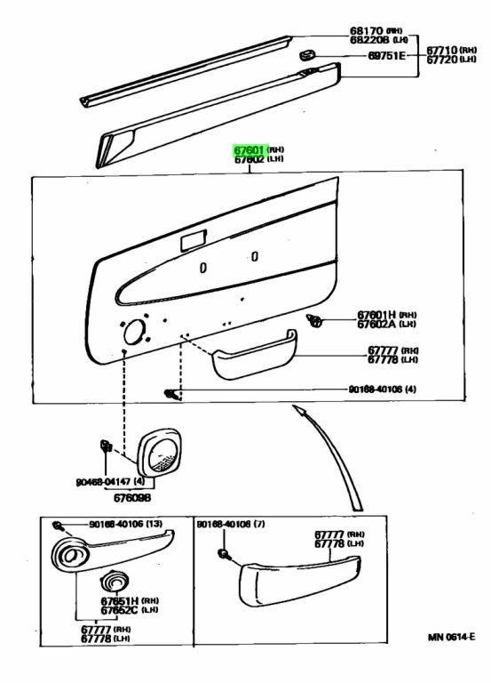 Buy Genuine Toyota 676101M800E0 (67610-1M800-E0) Board Sub-Assy, Front ...