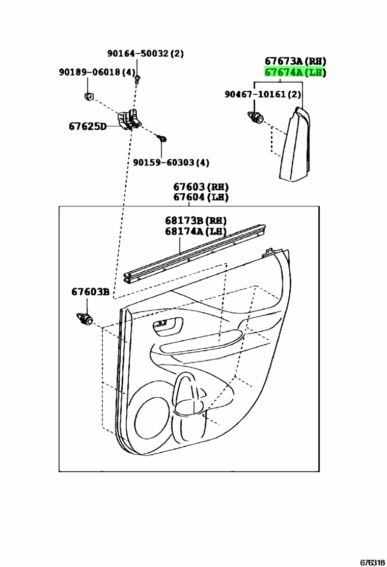 Buy Genuine Toyota Garnish Rear Door Frame