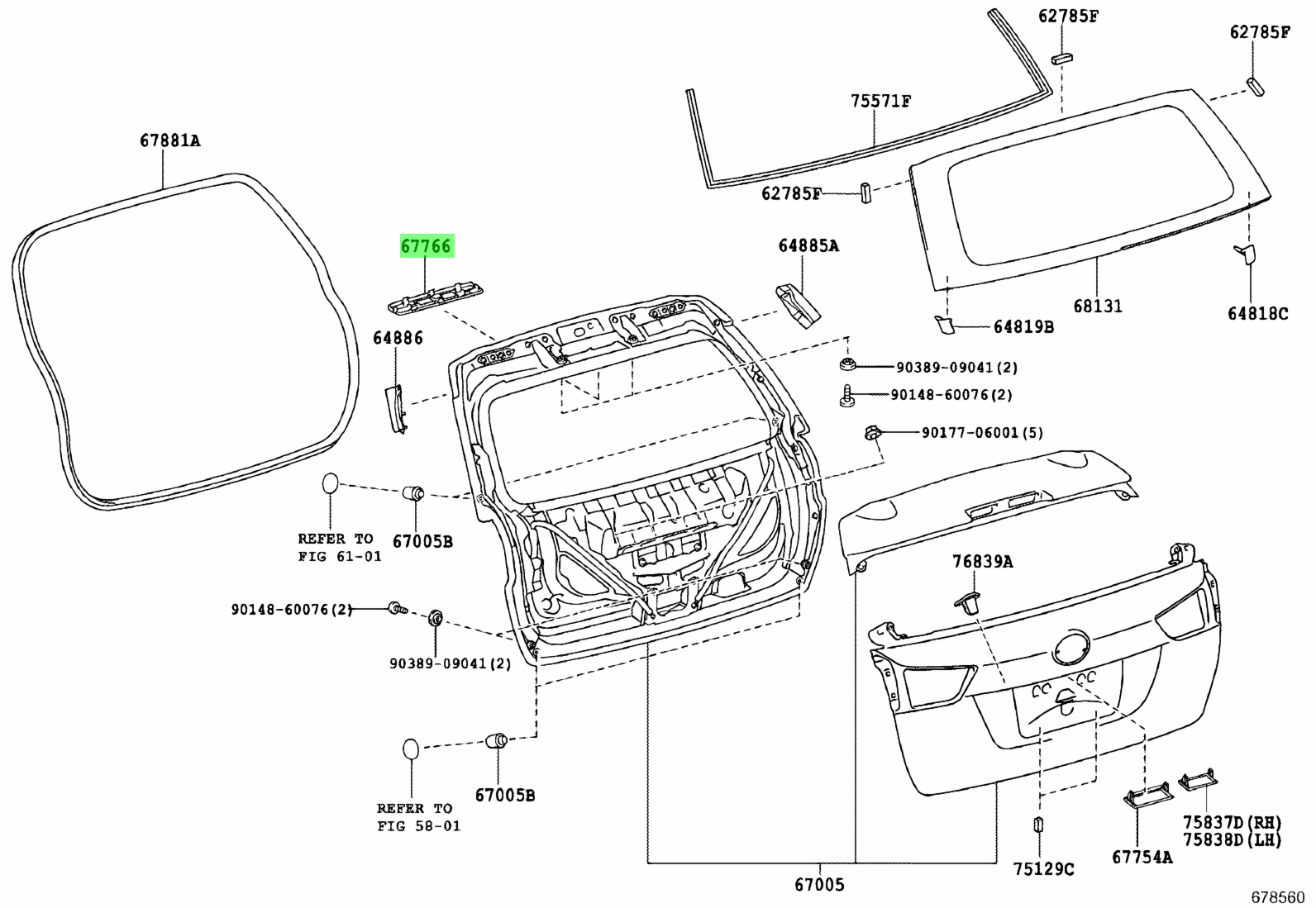 Как заменить заднее стекло на тойоте Купить Toyota 6776613010C0 (67766-13010-C0) Накладка Пластиковая. Цены, быстрая 