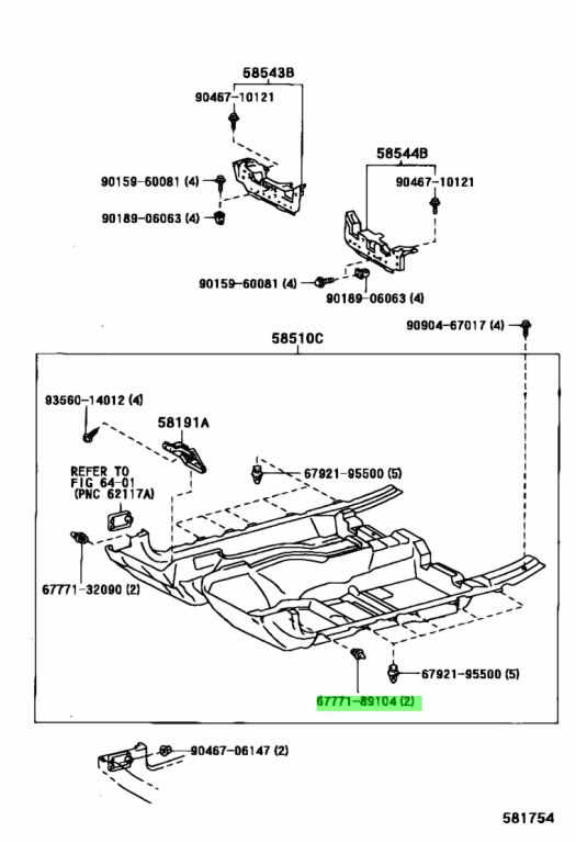 Buy Genuine Toyota 6777189104 (67771-89104) Clip (For Center Pillar ...