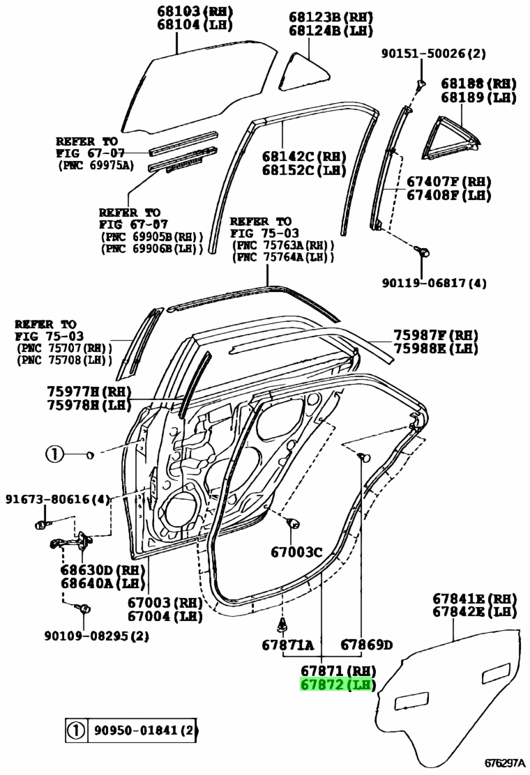 Buy Genuine Toyota 6787222320 (67872-22320) Weatherstrip, Rear Door, Lh ...