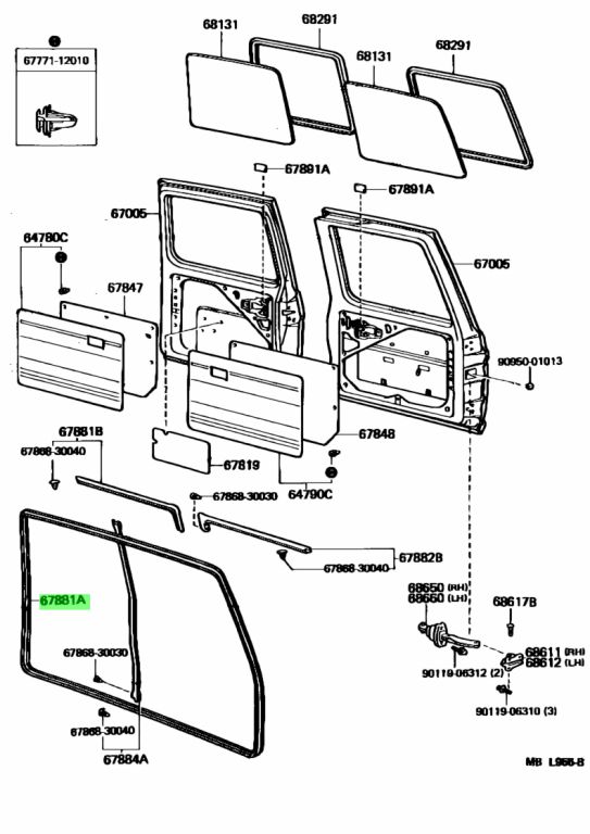 Buy Genuine Toyota 6788190A06 (67881-90A06) Weatherstrip, Back Door For ...