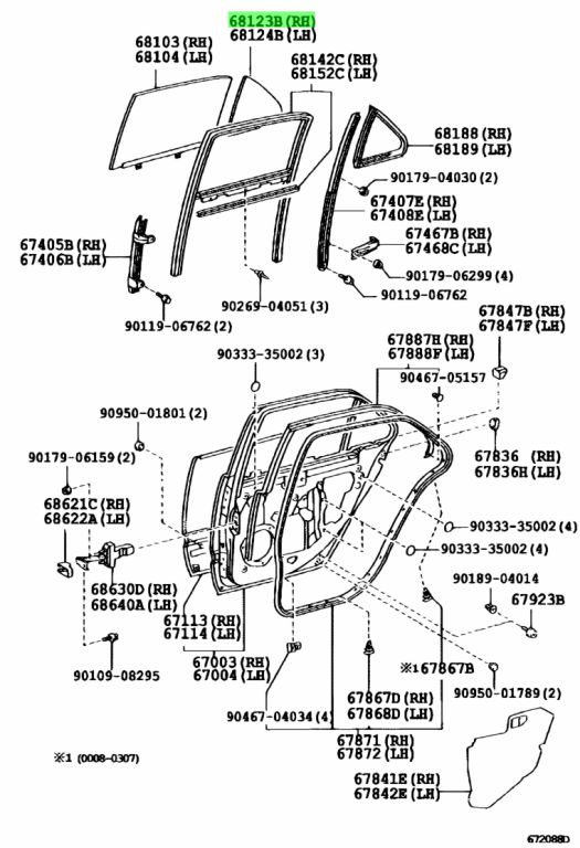 Buy Genuine Toyota 6812350060 (68123-50060) Glass, Rear Door Quarter ...