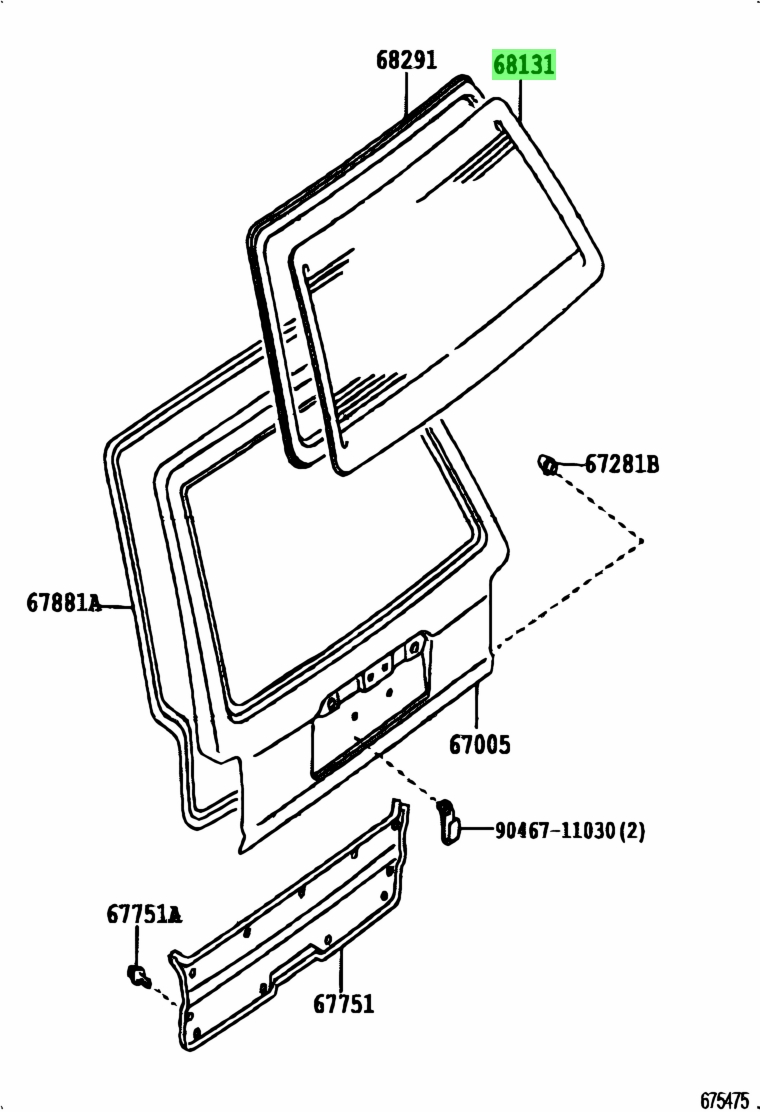 Buy Genuine Toyota 6813120370 (6813120370) Glass, Back Door for Toyota