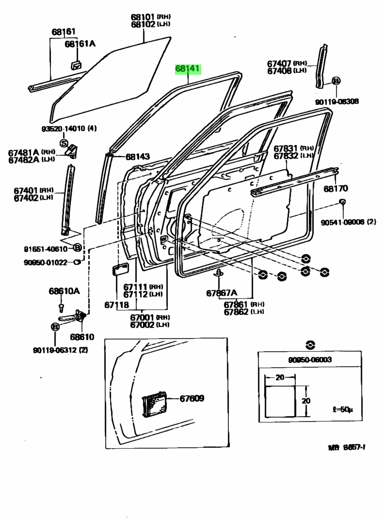 Buy Genuine Toyota 6814190A03 (68141-90A03) Run, Front Door Glass ...