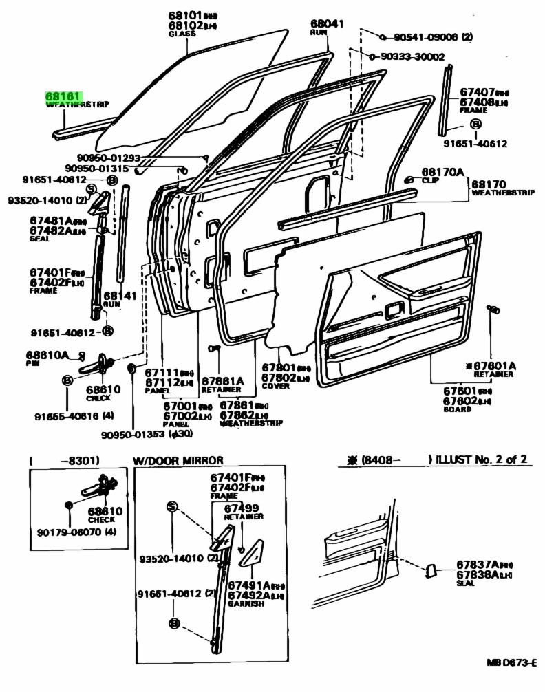 Buy Genuine Toyota 6816016040 (68160-16040) Weatherstrip, Front Door ...