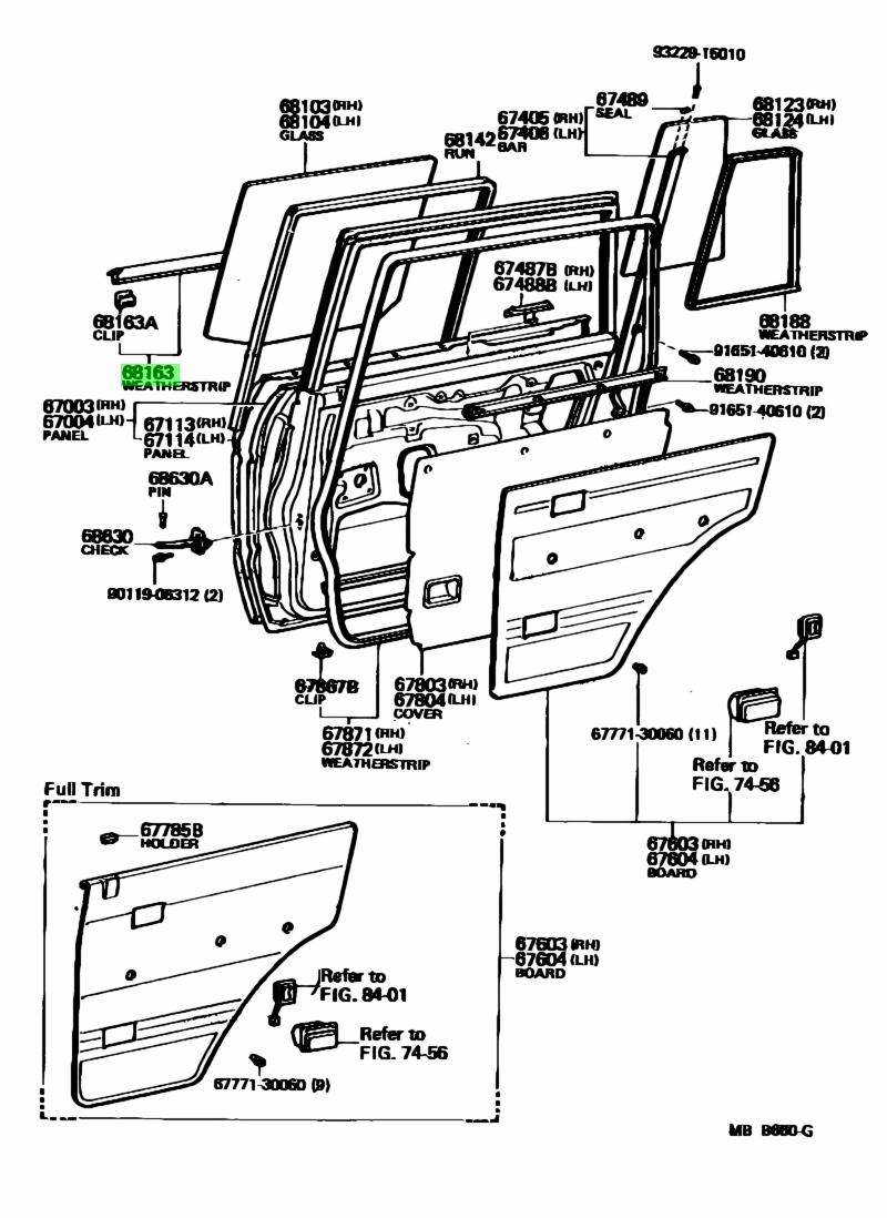 Buy Genuine Toyota 6823090A01 (68230-90A01) Weatherstrip, Rear Door ...