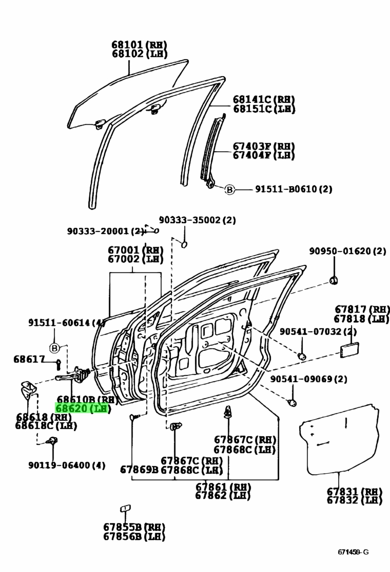 Buy Genuine Toyota 6862053010 (68620-53010) Check Assy, Front Door, Lh ...