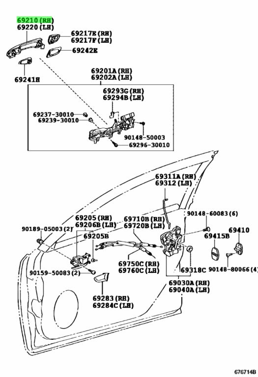 Buy Genuine Toyota 6921048040E5 (69210-48040-E5) Handle Assy, Front ...