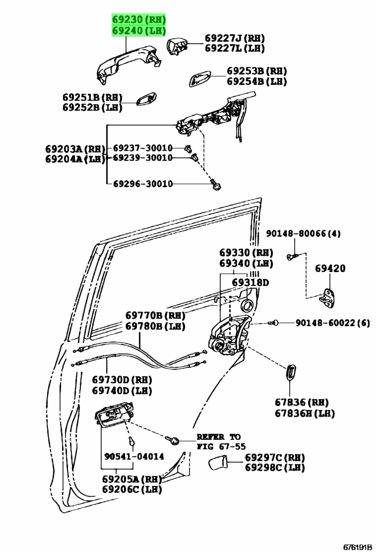 Buy Genuine Toyota 6921160090E0 (69211-60090-E0) Handle Assy, Rear Door ...