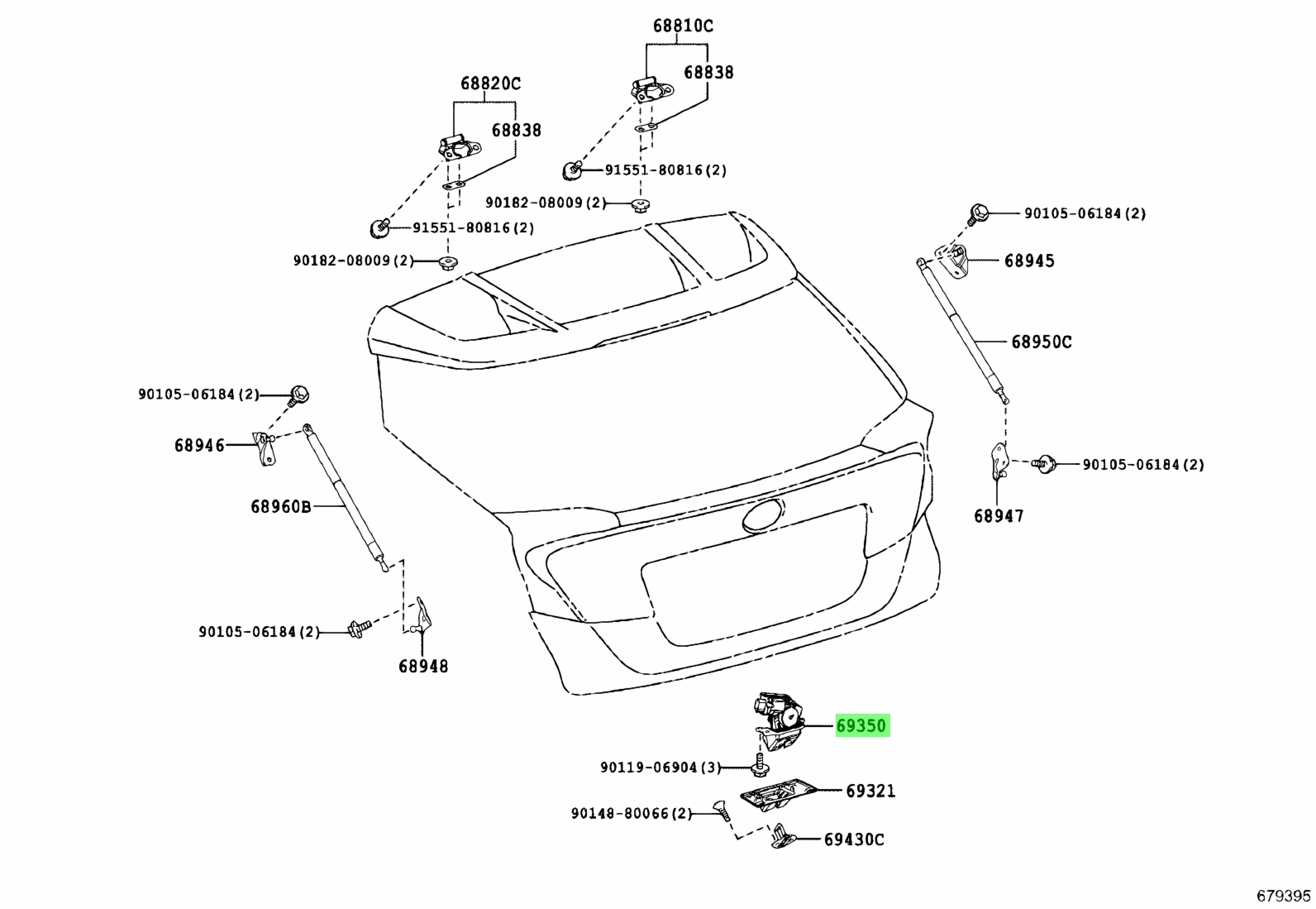 Assy перевод. Toyota 90182-10006. 69321 Cover, back Door Lock. BRKT ASSY перевод.