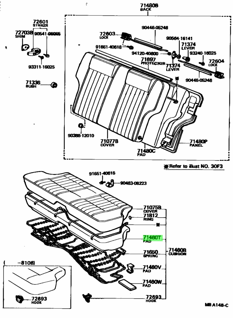 Buy Genuine Toyota 7161112330 71611 12330 Pad Sub Assy Rear Seat Cushion No 1 Prices Fast 