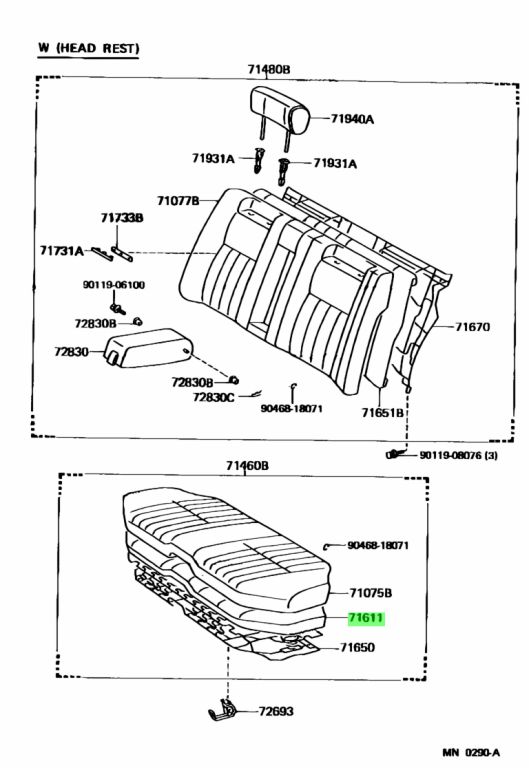  Toyota 7161130480 71611 30480 Pad Rear Seat Cushion Toyota Crown 