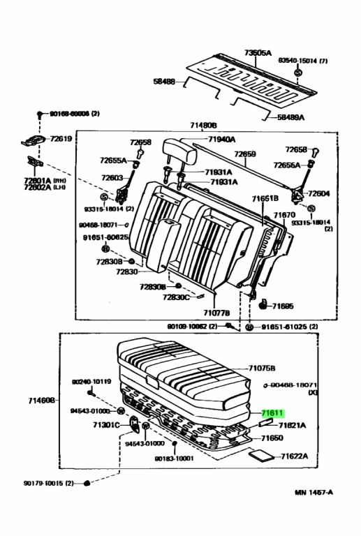 Buy Genuine Toyota 7161130740 71611 30740 Pad Rear Seat Cushion For Toyota Crown Prices 