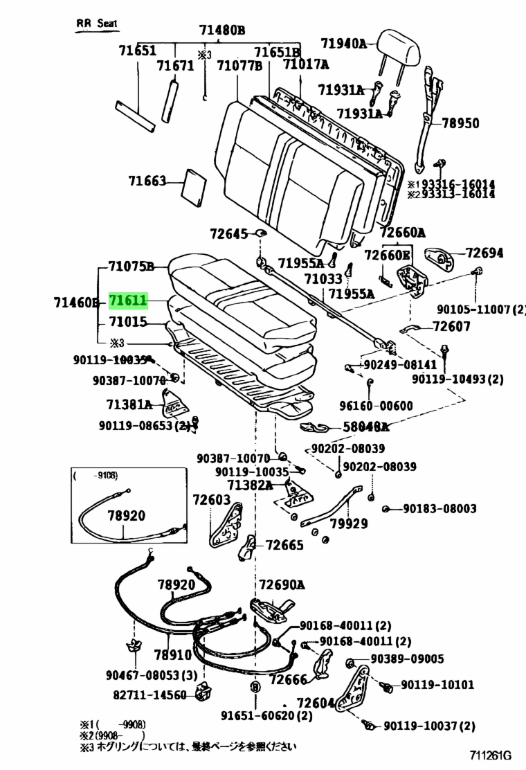 Buy Genuine Toyota 7161190K06 71611 90K06 Pad Rear Seat Cushion Prices Fast Shipping 