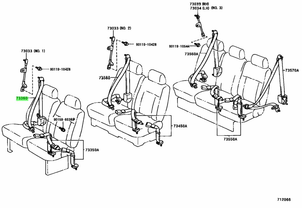 Buy Genuine Toyota 7336026101E0 (73360-26101-E0) Belt Assy, Rear Seat 3 ...