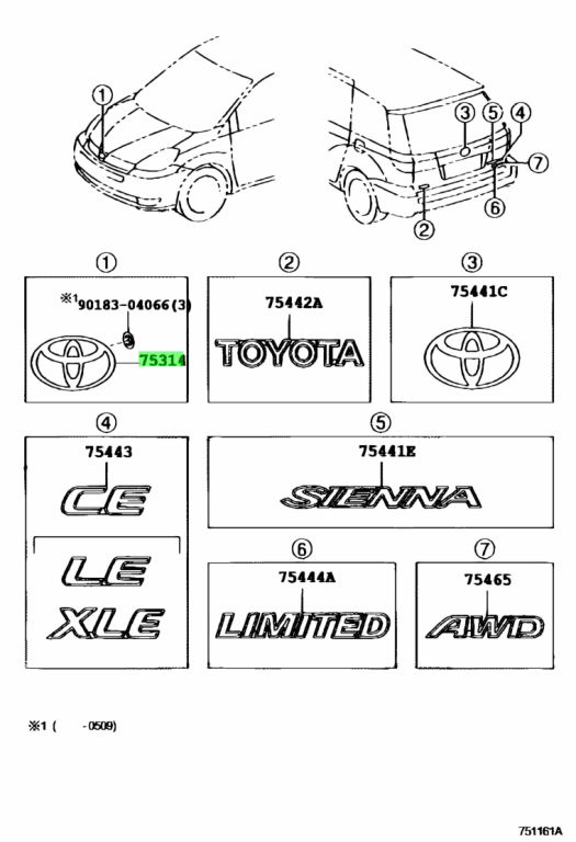 Buy Genuine Toyota 75301AE010 (75301-AE010) Emblem, Front Bumper for ...