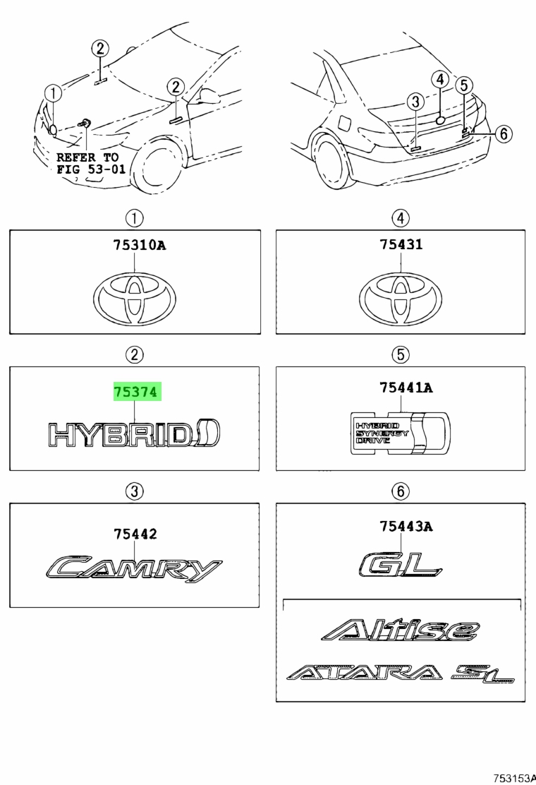 Buy Genuine Toyota 7537412050 (75374-12050) Emblem, Side Panel. Prices ...