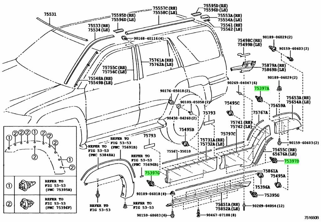 Buy Genuine Toyota 7539735010 (75397-35010) Clip, Back Door Moulding ...