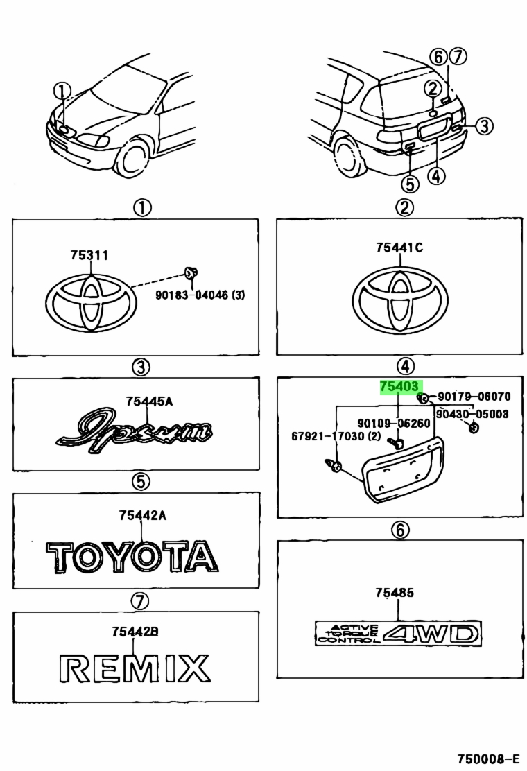 Buy Genuine Toyota 7540344070F1 (75403-44070-F1) Ornament Sub-Assy ...