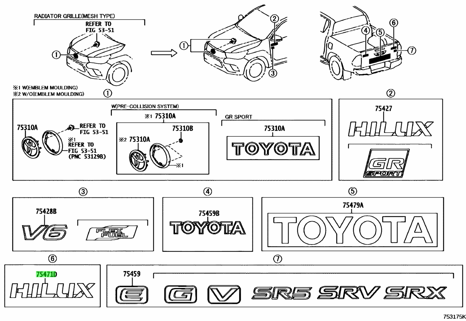 Buy Genuine Toyota 754270K110 (75427-0K110) Plate, Rear Name for Toyota ...