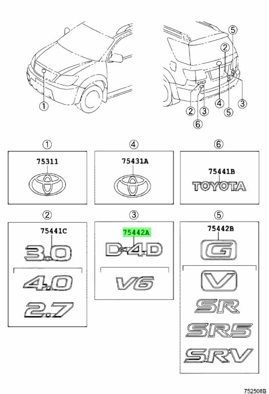 Buy Genuine Toyota 754280K031 (75428-0K031) Plate, Back Door Name, No.2 ...