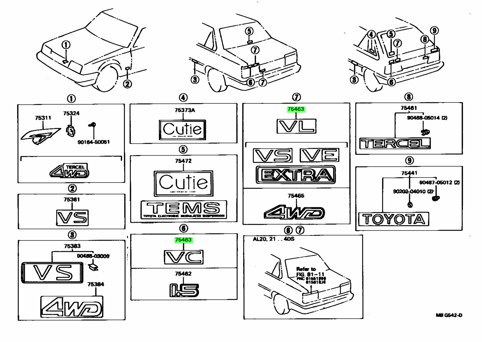 Buy Genuine Toyota 7544216090 (75442-16090) Plate, Rear Name, No.4 