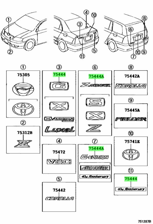 Buy Genuine Toyota 754441A710 (75444-1A710) Plate, Back Door Name, No.2 ...