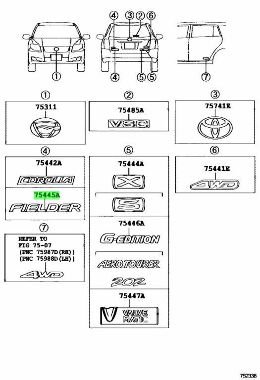 Buy Genuine Toyota 7544513050 (75445-13050) Plate, Back Door Name, No.5 