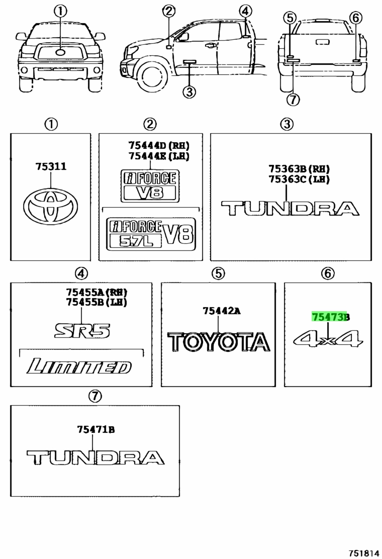 Buy Genuine Toyota 754730C030 (75473-0C030) Plate, Rear Body Name ...