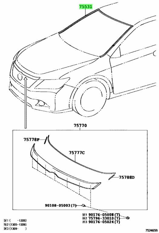 Молдинг лобового стекла toyota