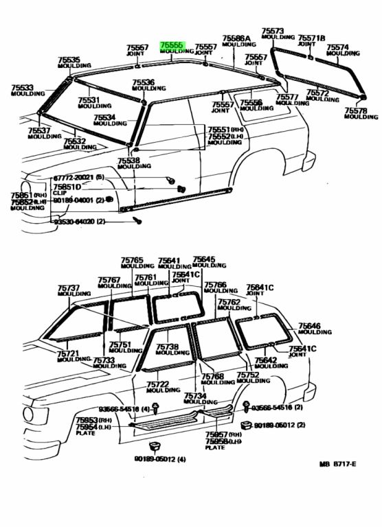 Buy Genuine Toyota A A Moulding Roof Drip Side Finish Rear Rh For Toyota