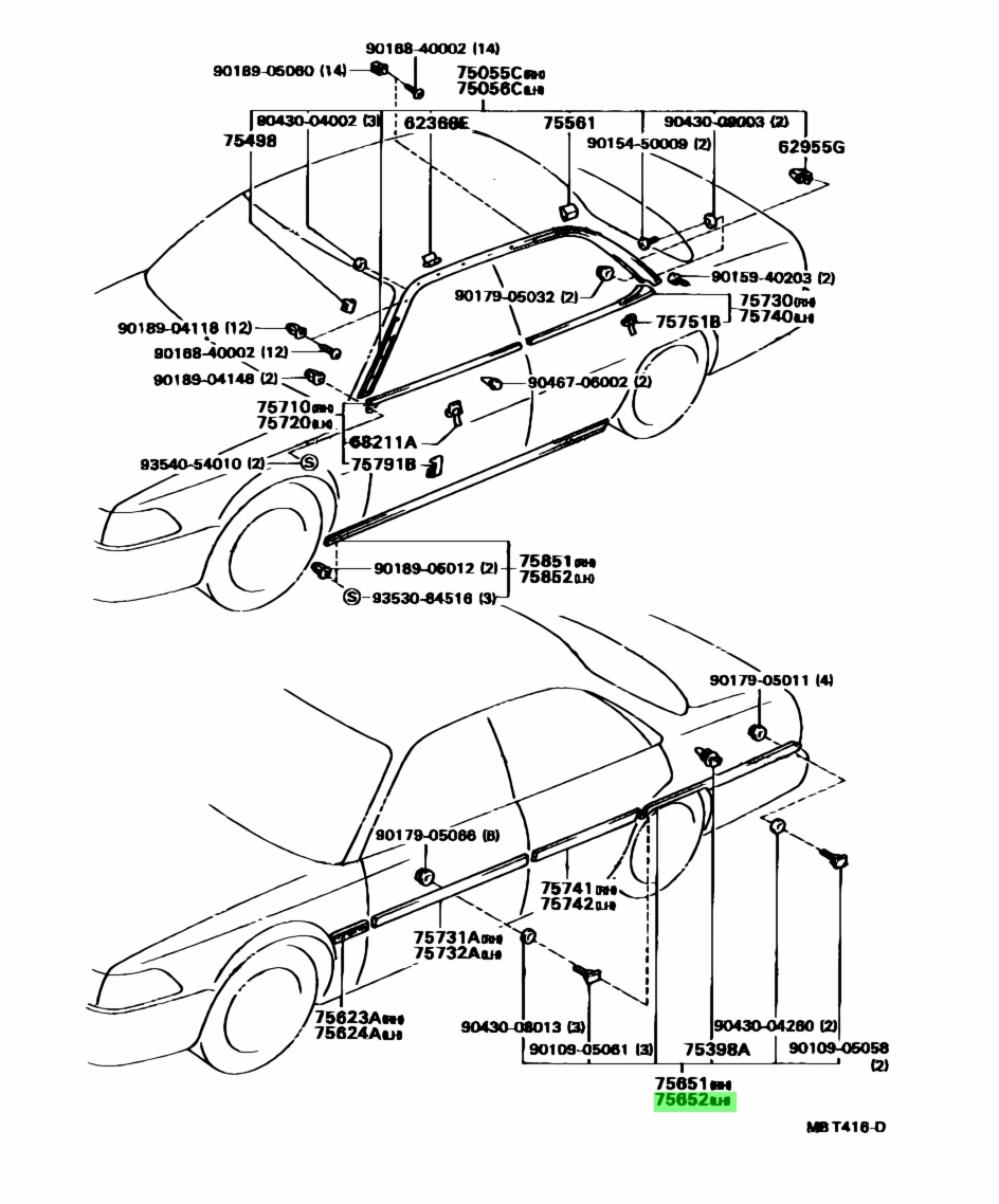 Buy Genuine Toyota 756522029002 (756522029002) Moulding, Quarter
