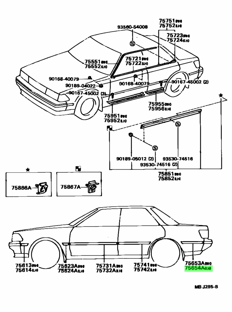 Buy Genuine Toyota 7565420180 (75654-20180) Moulding, Quarter, Outside ...