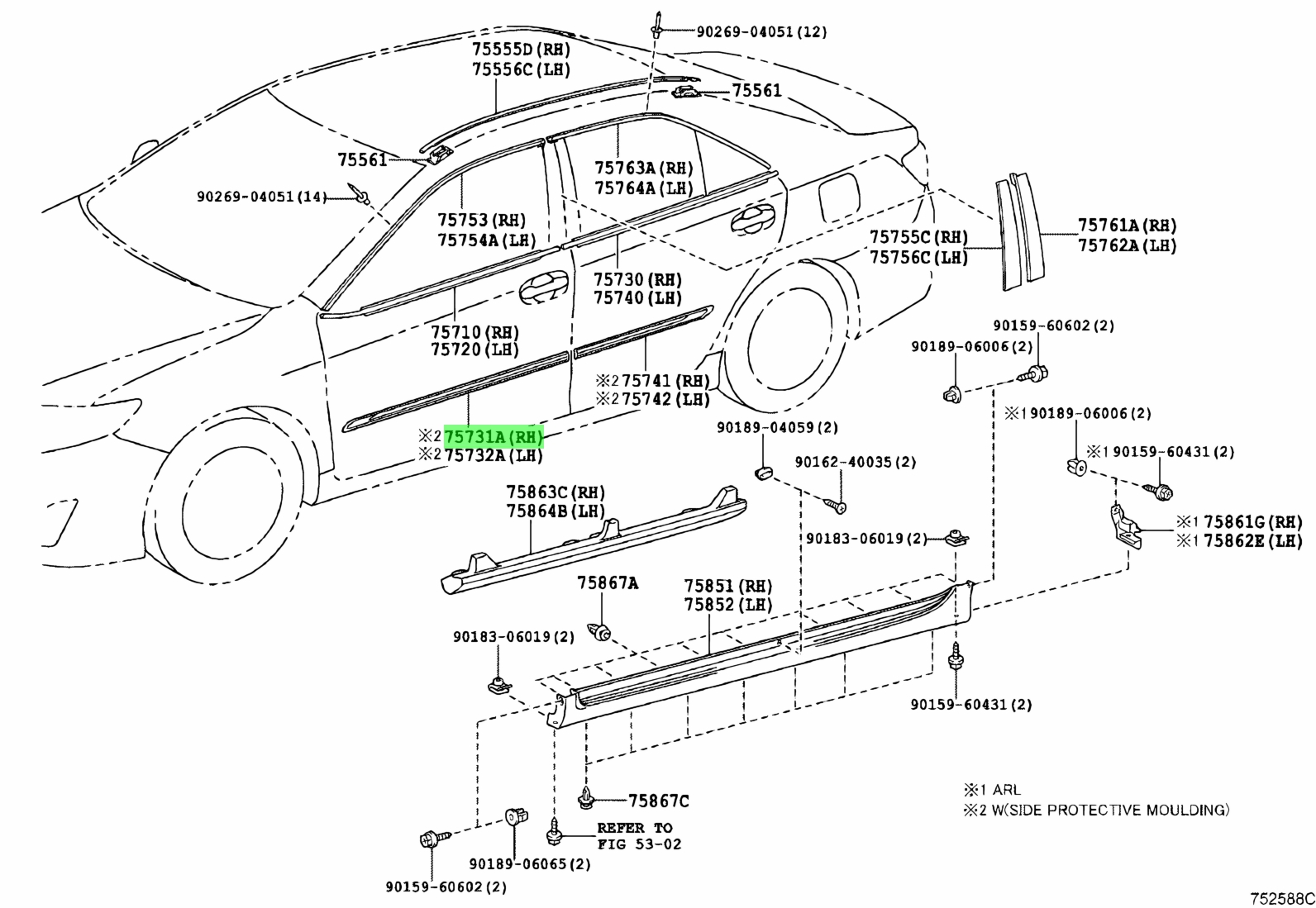 Buy Genuine Toyota 75731YY060C0 (75731-YY060-C0) Moulding, Front Door ...