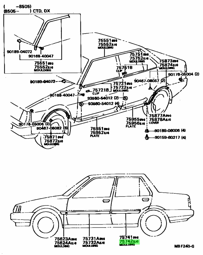 Buy Genuine Toyota 757421220001 (75742-12200-01) Moulding, Rear Door ...