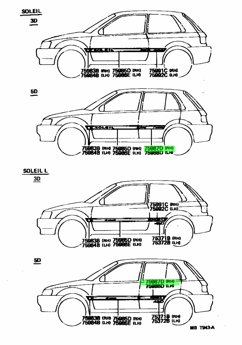 Buy Genuine Toyota 7598710250 75987 10250 Stripe Rear Door Outside