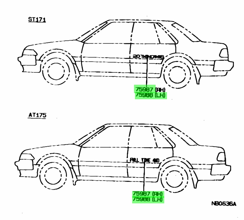 Buy Genuine Toyota 759872017023 (75987-20170-23) Stripe, Rear Door for ...