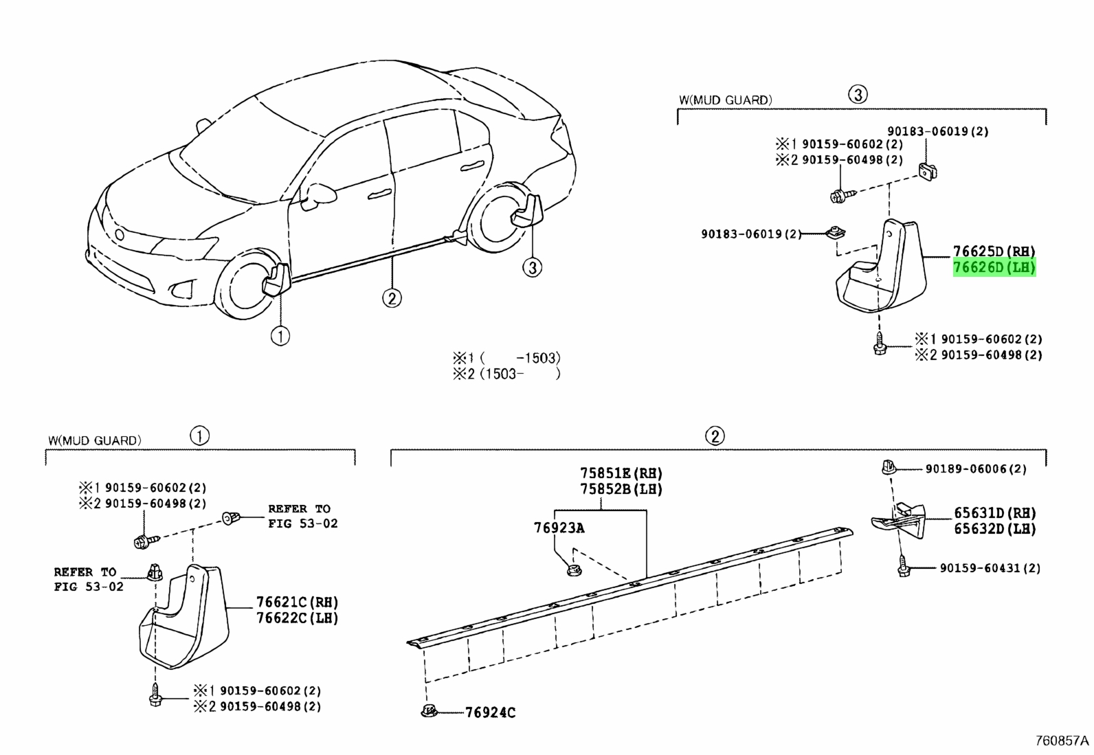 Buy Genuine Toyota 7662612630A0 (76626-12630-A0) Mudguard, Quarter ...